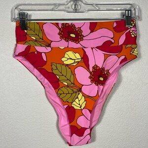 Aerie Retro Print High Rise Bikini Top XL Bottom L
